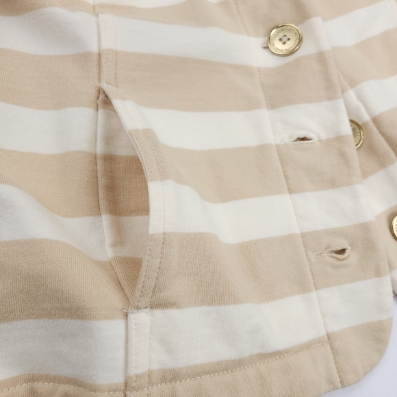Isaac Mizrahi Cream Tan Stripe Cotton Sweater Blazer Sz S - Picture 9 of 14